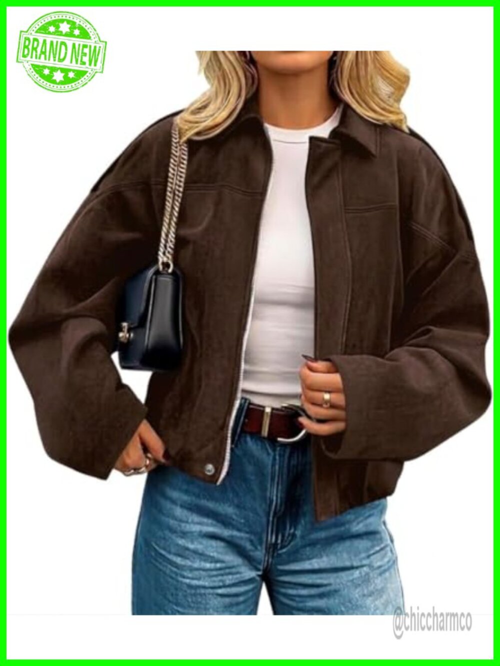 Faux Suede Open Front Cropped Jacket Womens Fall Casual Outerwear